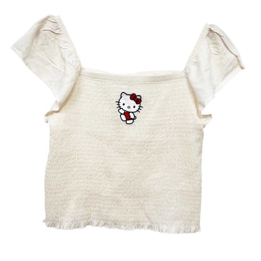 NWOT Hello Kitty Smocked Cropped Tank Top Large